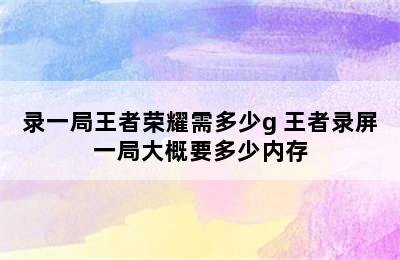 录一局王者荣耀需多少g 王者录屏一局大概要多少内存